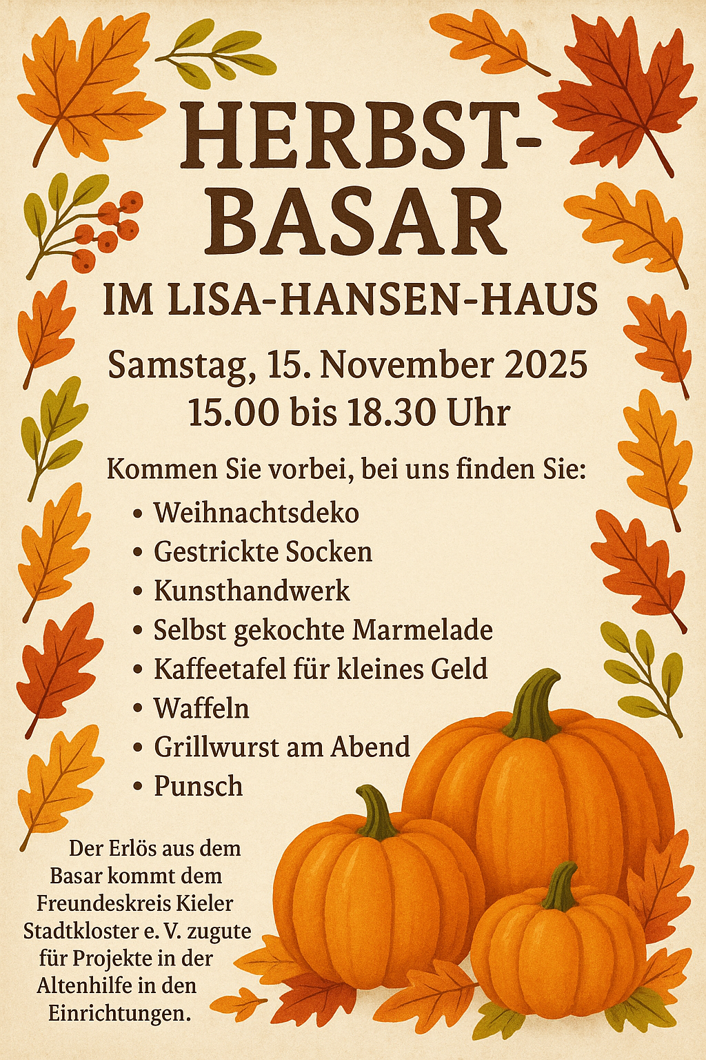 Herbst-Basar im Lisa Hanse-Haus
